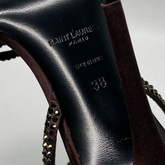 Saint Laurent Ava Sandals in Crepe Satin with Rhinestones size 38 - Picture 15 of 16